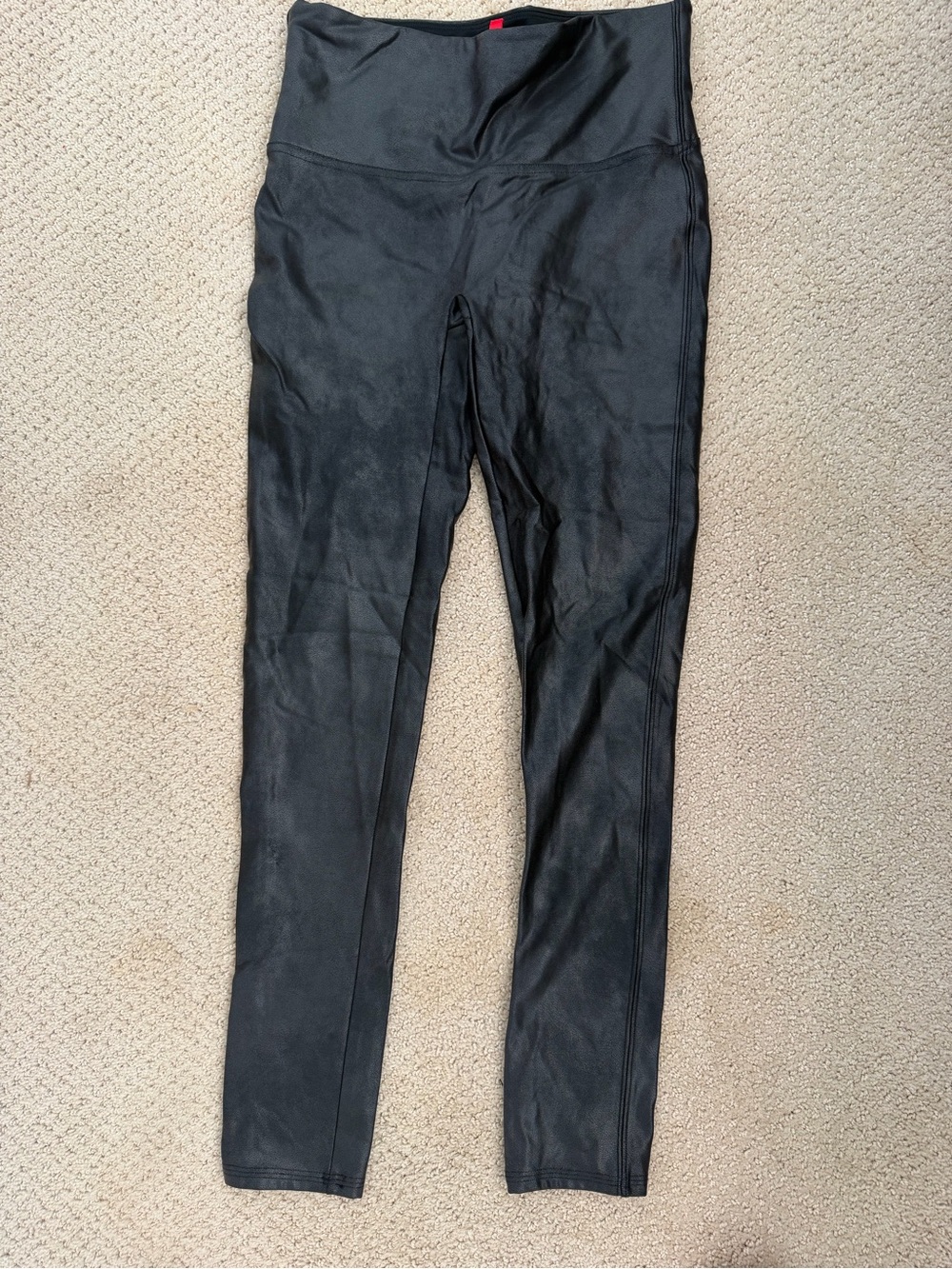 SPANX Black High-Rise Faux Leather Sculpting Leggings